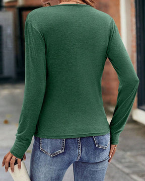 V-Neck Long Sleeve Shirt - Classic & Elegant