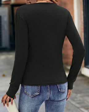 V-Neck Long Sleeve Shirt - Classic & Elegant