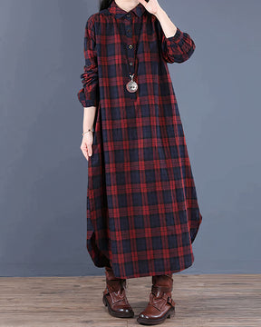 Plaid Cotton Midi Dress – Timeless & Versatile