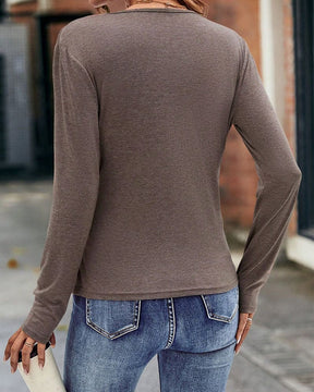 V-Neck Long Sleeve Shirt - Classic & Elegant