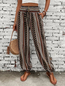 High-Waisted Boho Wide-Leg Pants - Trendy & Comfortable