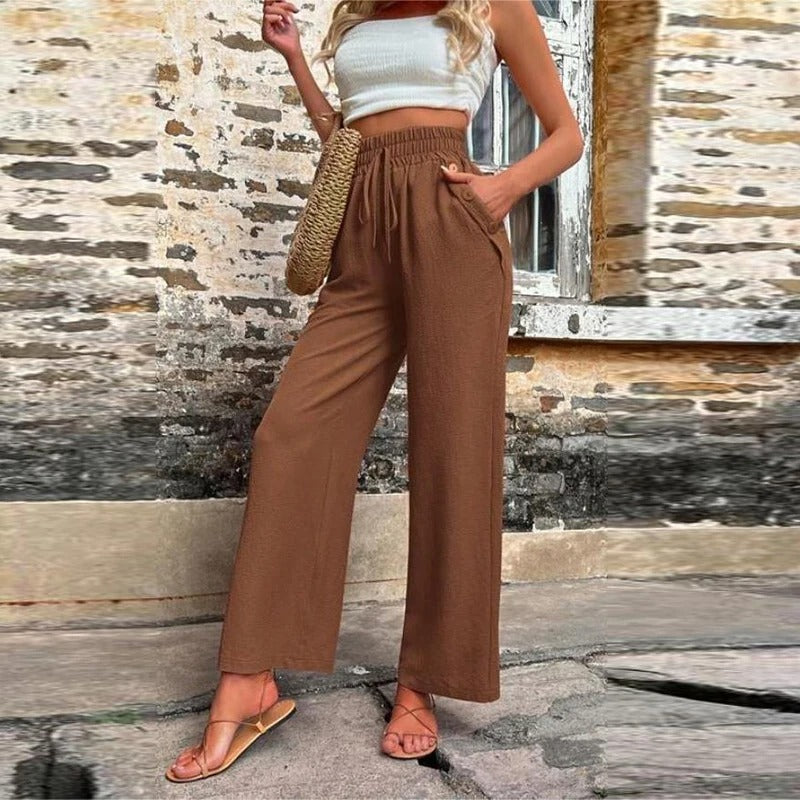 Relaxed High-Waist Drawstring Pants