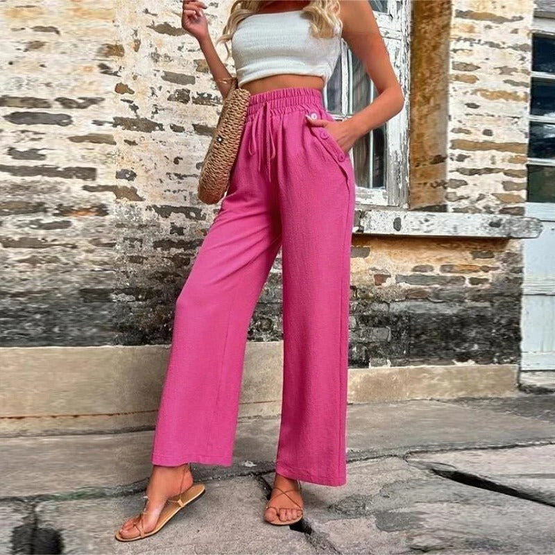 Relaxed High-Waist Drawstring Pants