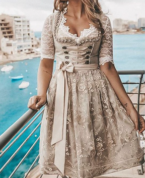 Elegant Dirndl Dress with Apron