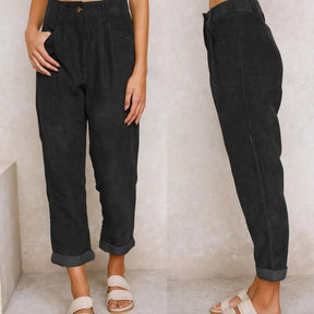 High-Waist Corduroy Trousers – Relaxed Fit