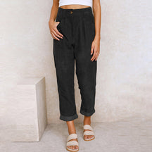 High-Waist Corduroy Trousers – Relaxed Fit