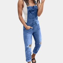 Ripped Denim Overalls - Trendy & Comfortable