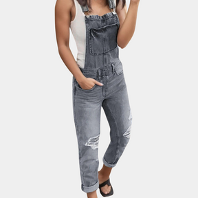 Ripped Denim Overalls - Trendy & Comfortable