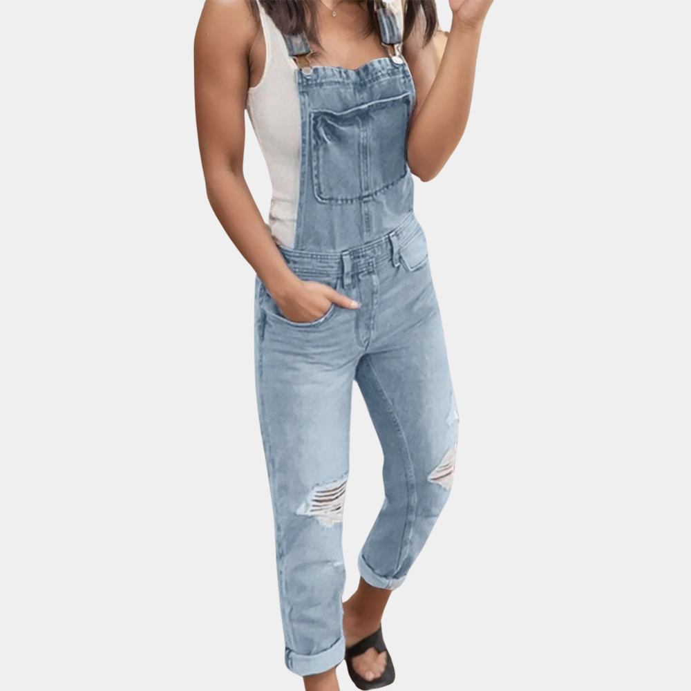 Ripped Denim Overalls - Trendy & Comfortable