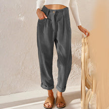 High-Waist Corduroy Trousers – Relaxed Fit