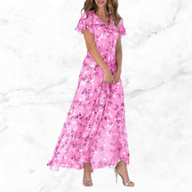 Elegant Floral Chiffon Maxi Dress