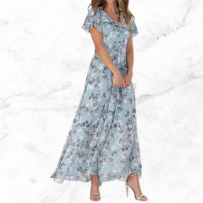 Elegant Floral Chiffon Maxi Dress