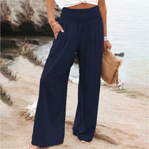 Linen Blend Wide-Leg Pants - Lightweight & Stylish