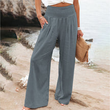 Linen Blend Wide-Leg Pants - Lightweight & Stylish