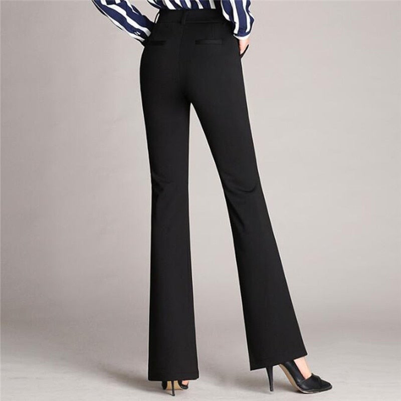 High-Waisted Flared Trousers - Elegant & Stylish