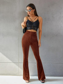 High-Waisted Flared Corduroy Trousers