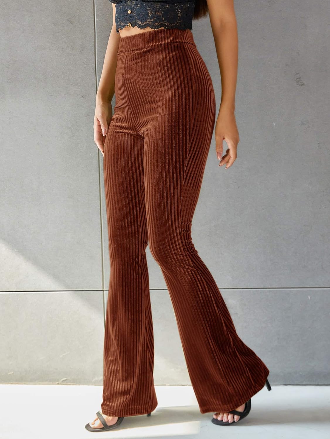 High-Waisted Flared Corduroy Trousers