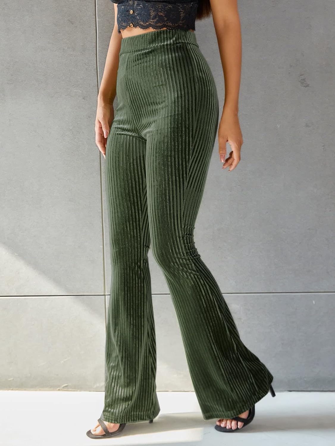 High-Waisted Flared Corduroy Trousers