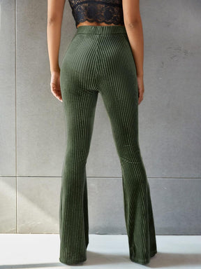 High-Waisted Flared Corduroy Trousers