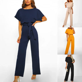 Lace-Up Waist Jumpsuit - Elegant & Flattering