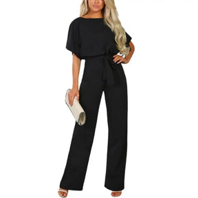 Lace-Up Waist Jumpsuit - Elegant & Flattering