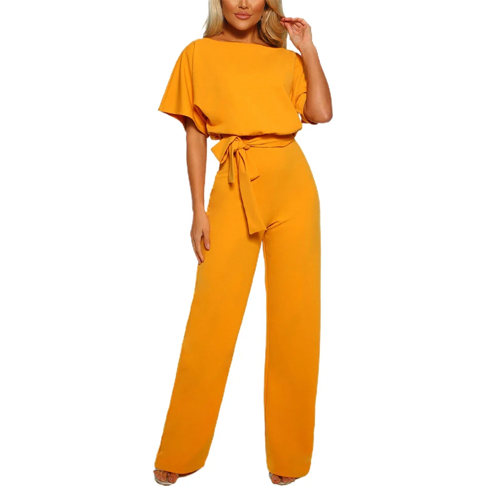 Lace-Up Waist Jumpsuit - Elegant & Flattering