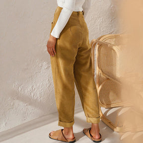 High-Waist Corduroy Trousers – Relaxed Fit