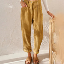 High-Waist Corduroy Trousers – Relaxed Fit