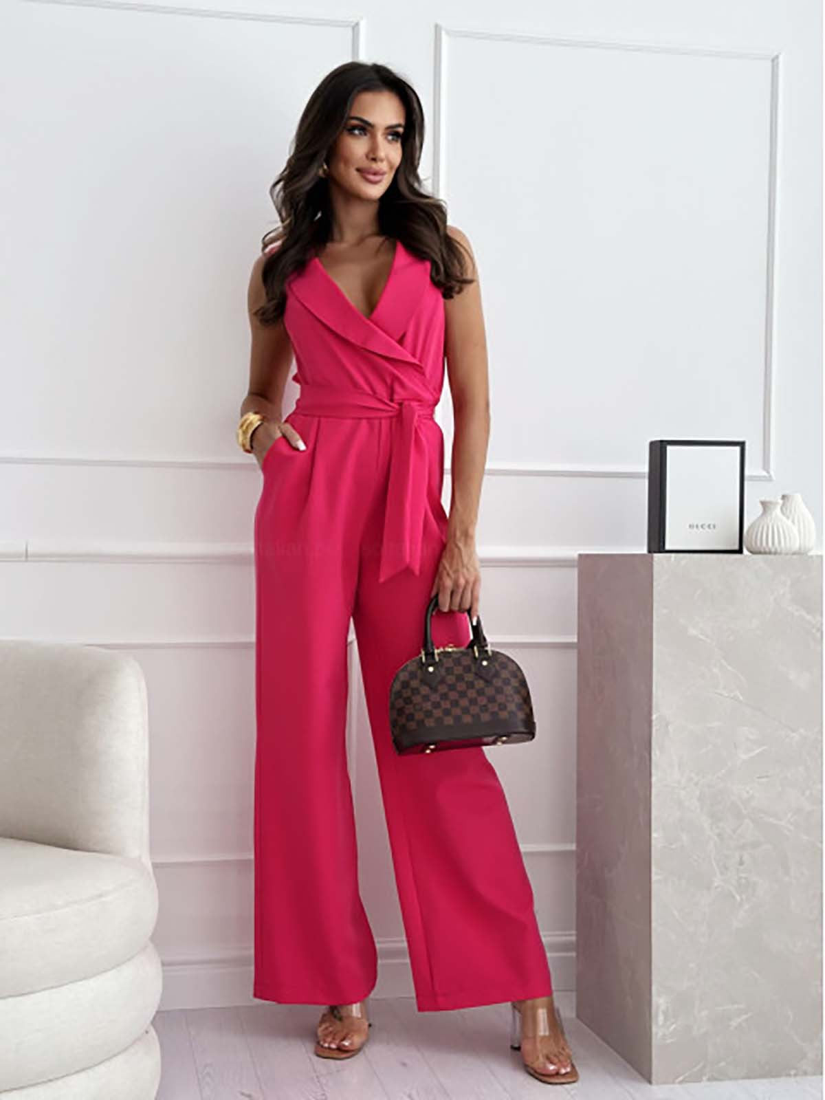 Elegant Wide-Leg Wrap Jumpsuit