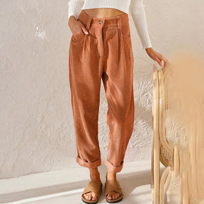 High-Waist Corduroy Trousers – Relaxed Fit