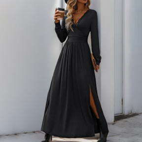 Elegant V-Neck Maxi Dress - Chic & Flattering