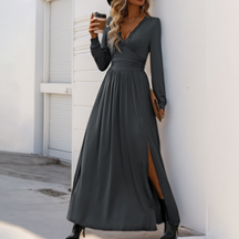 Elegant V-Neck Maxi Dress - Chic & Flattering