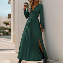 Elegant V-Neck Maxi Dress - Chic & Flattering