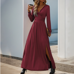 Elegant V-Neck Maxi Dress - Chic & Flattering