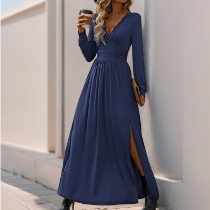 Elegant V-Neck Maxi Dress - Chic & Flattering