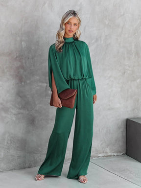 Long-Sleeve Wide-Leg Jumpsuit - Elegant & Comfortable