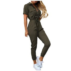 High-Waist Cargo Jumpsuit – Chic & Functional