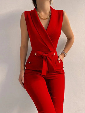 Sleeveless V-Neck Jumpsuit - Elegant & Chic