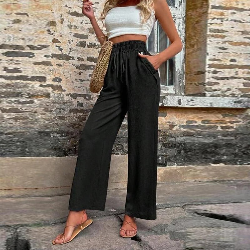 Relaxed High-Waist Drawstring Pants