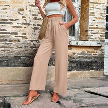 Relaxed High-Waist Drawstring Pants