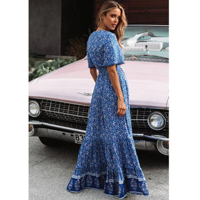 Retro Floral Maxi Dress - Elegant & Airy