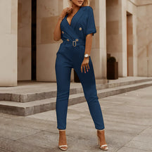 Elegant V-Neck Jumpsuit – Stylish & Comfortable