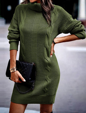 Knitted Turtleneck Mini Dress - Warm & Stylish