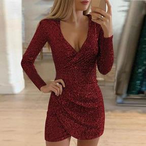 Glitter Wrap Mini Dress – Sparkling & Elegant