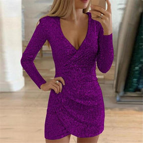 Glitter Wrap Mini Dress – Sparkling & Elegant