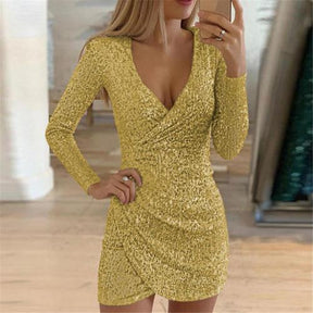 Glitter Wrap Mini Dress – Sparkling & Elegant